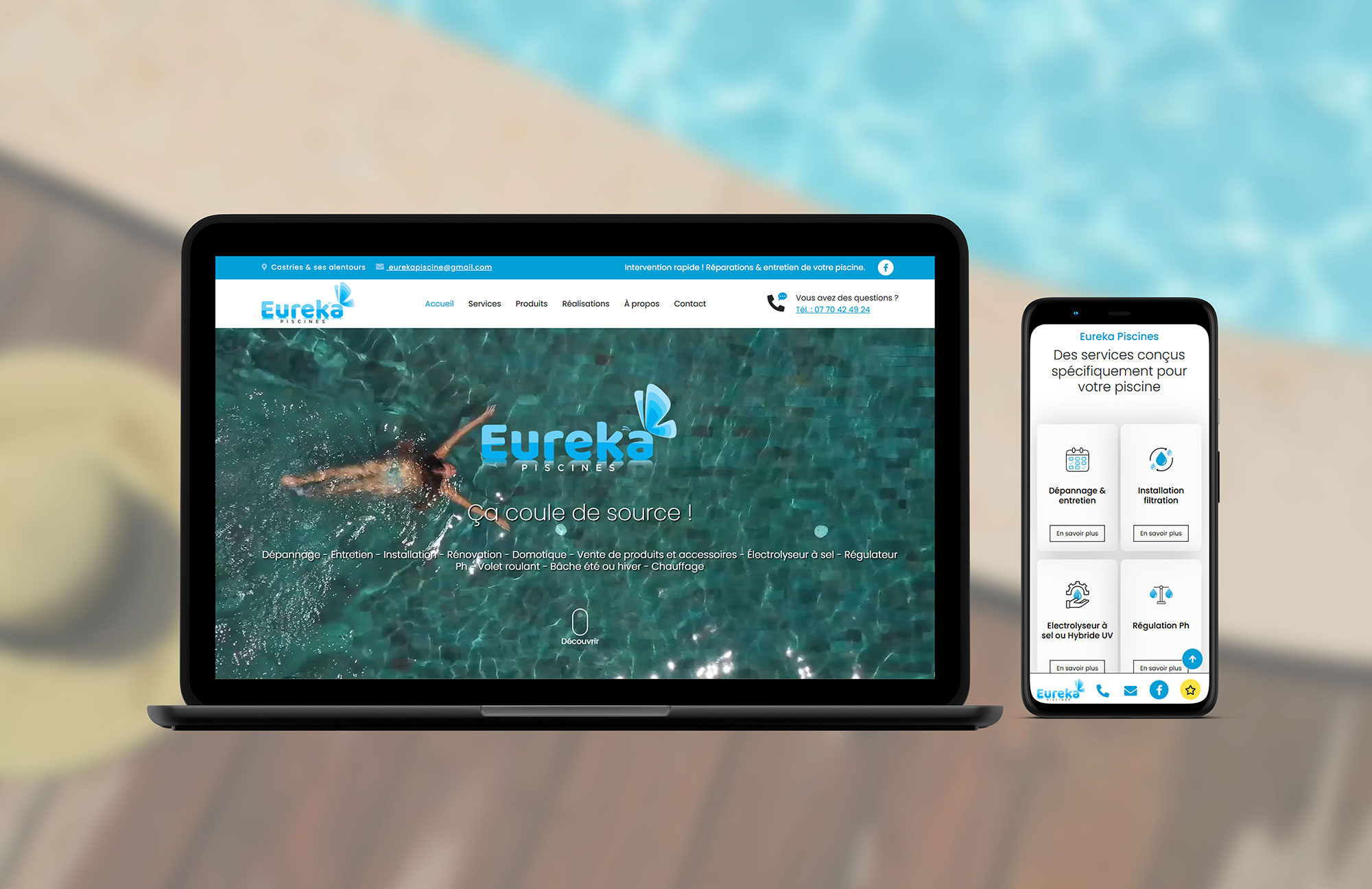 Site internet professionnel pour un réparateur de piscines à Montpellier