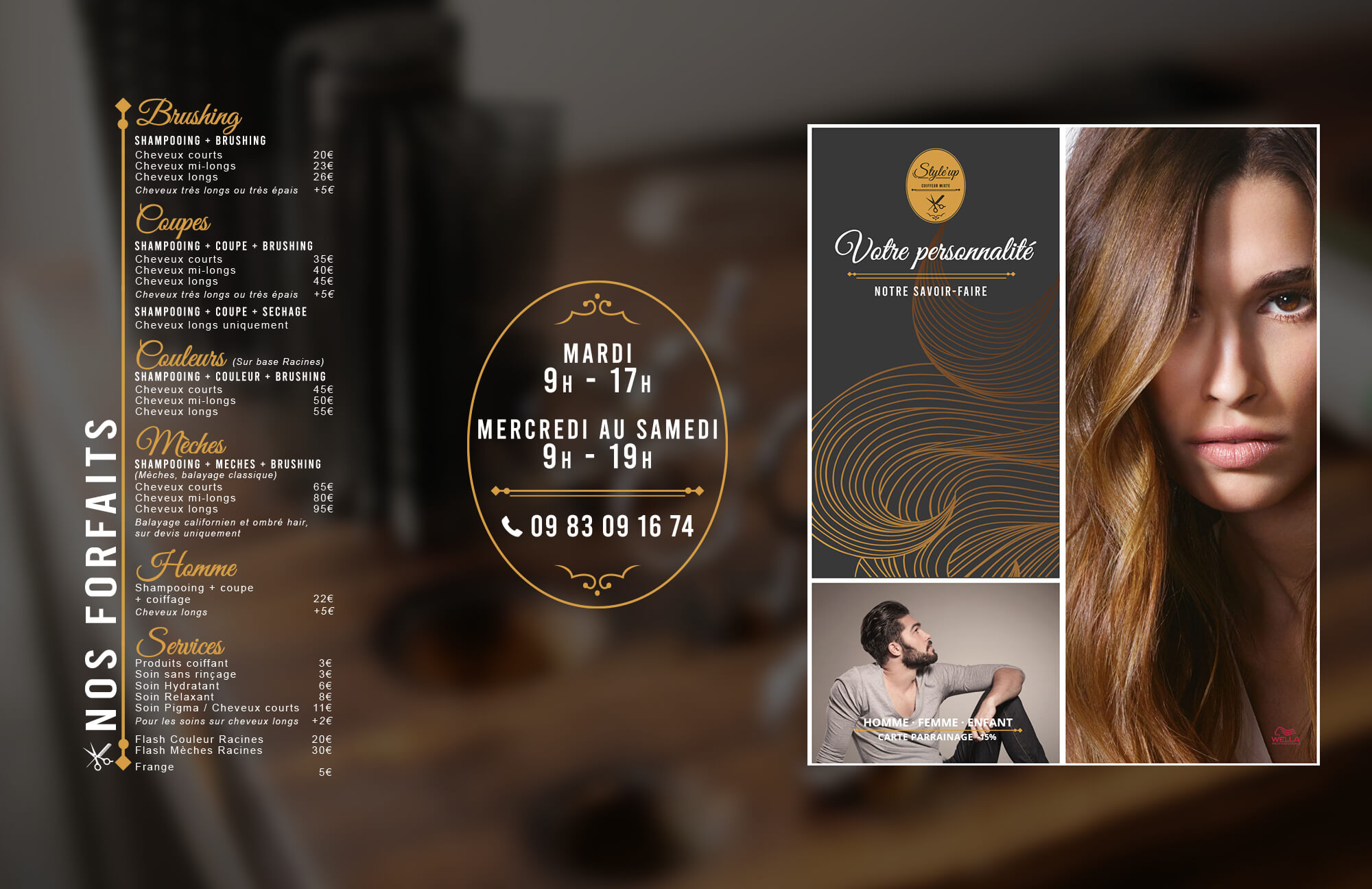 Visuel impactant pour la vitrine d’un salon de coiffure
